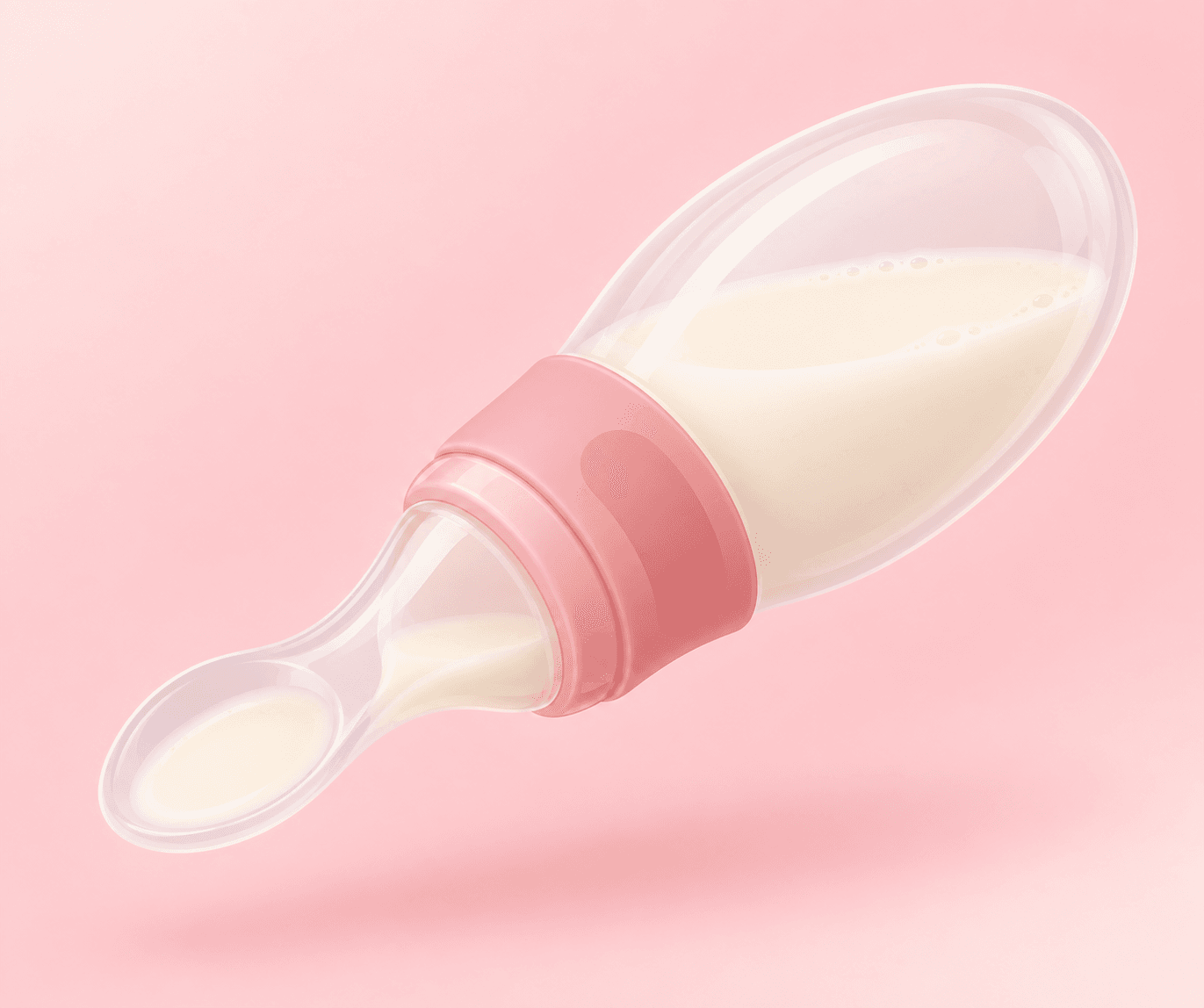 Colher dosadora de silicone usada para oferecer leite materno ao bebê